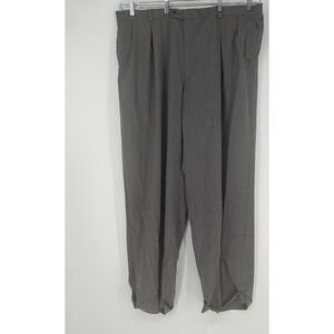 Leonardo Valenti Dress Pants Mens 48 Gray Super 120s Wool Zignone Italy Pleated‎